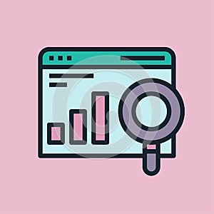 Monitoring. Digital marketing concept illustration, flat design linear style banner.