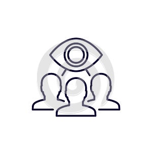 monitoring group line icon, people and eye