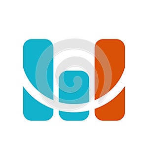 Monitoring vector blue orange logo with letter M