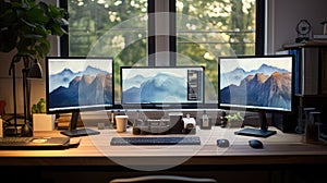 monitors developer desk