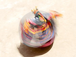 monk in a bull deity mask performs a religious masked and costumed mystery dance of Tantric Tibetan Buddhism