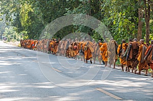 Monk on pilgrimage, Thailand
