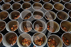 Monk's alms bowl with put the coins by donors