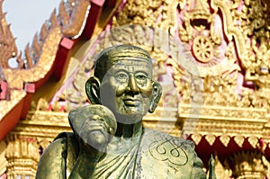 A monk statue in Wat Mahaeyong Buddhism Temple in