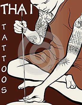 Monk tattooist - Thai Tattoos photo