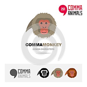 Monkey animal concept icon set and modern brand identity logo template and app symbol based on comma sign