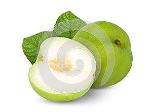 Monkey apple or jujube with green leaf isolated on the white