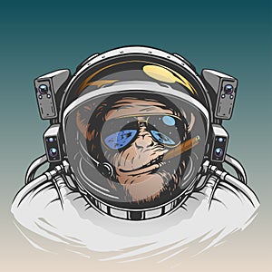 Affen kosmonaut illustrationen 