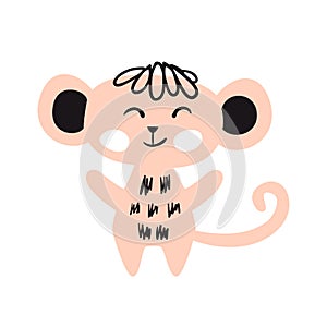 Monkey baby cute print set. Cool african animal