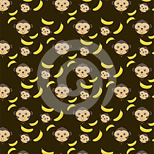 Monkey and banana seamless pattern