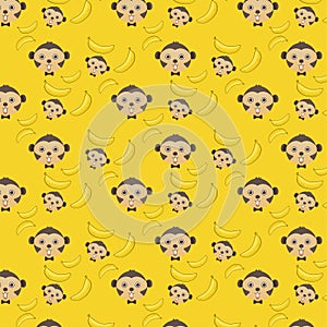 Monkey and banana seamless pattern