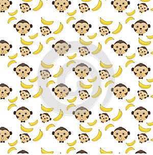 Monkey and banana seamless pattern