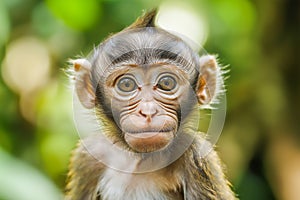Monkey on blurred green background