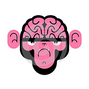 Monkey with brain. Gorilla with brains. Vector illustration