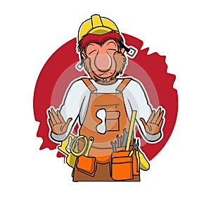 monkey building worker vector illustration design