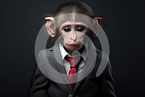 Monkey in a business suit with a serious expression