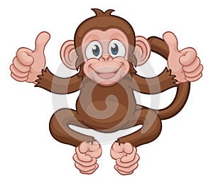 Monkey Cartoon Animal Giving Double Thumbs Up