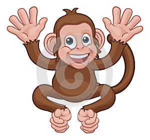 Monkey Cartoon Character Animal Mascot Waving