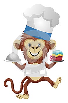 Monkey in chef suit, illustration, vector