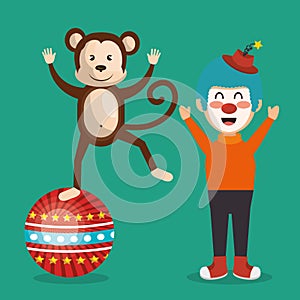 Monkey and clown circus show