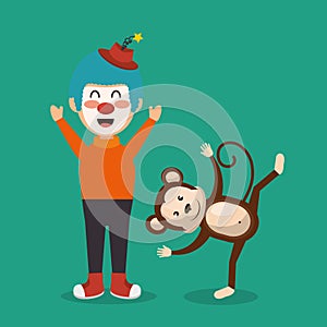 Monkey and clown circus show