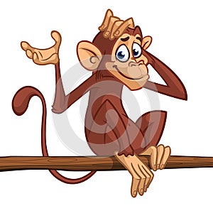 Cute cartoon monkey. Vector illustration