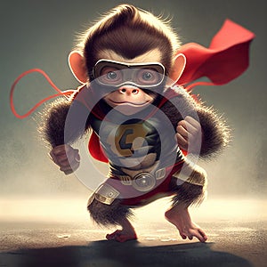 monkey cute a a super hero