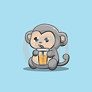 monkey drinking orange juice