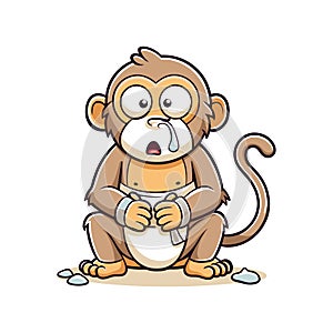 Monkey Drinking Water with Strain