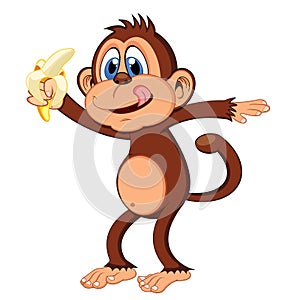 Monkey eat banana cartoon