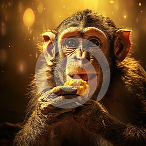 Monkey Eating Banana  Made With Generative AI illustration photo