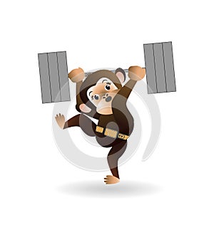 Monkey is engaged with a barbell 3