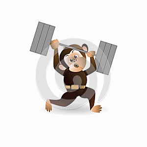 Monkey is engaged with a barbell 4