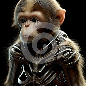 Monkey in an exoskeleton. Generative Ai