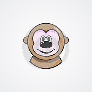 Monkey face icon. Cheerful monkey