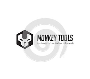 Monkey face inside the wrench. Vector Illustration