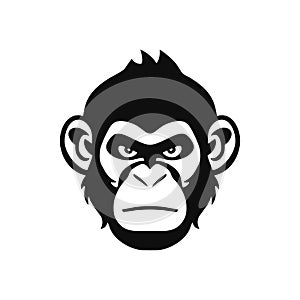 Monkey face Logo of Ape silhouette Clipart