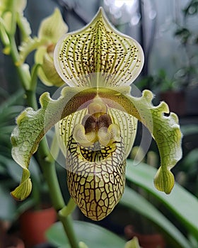 monkey face orchid with a rocky background in the wild