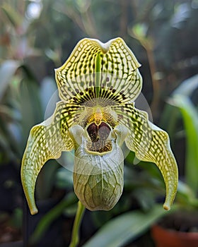 monkey face orchid with a rocky background in the wild