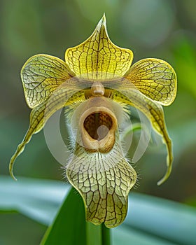 monkey face orchid with a rocky background in the wild