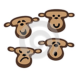 Monkey faces, illustration logo or icon design