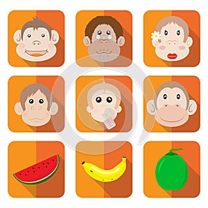 Monkey Family Icon Vector