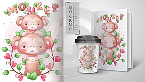 Monkey family poster and merchandising