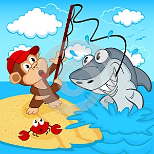 Monkey on fishing