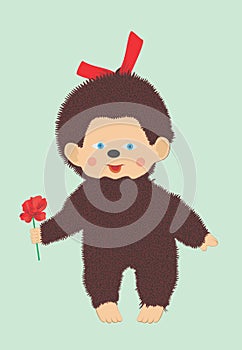 Monkey with flower