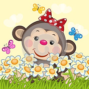 Monkey and flowers