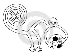 Monkey with the football ball in hands - paraphrase of the famous geoglyph of the Monkey from Nazca photo