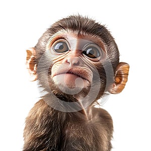 Monkey in front of a transparentbackground.