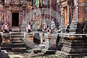 monkey gardians carvings at Banteay Srei