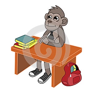 Monkey goes to school